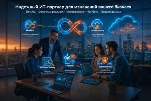 Надежный ИТ-партнер для изменений вашего бизнеса: DevOps, облачные решения и сервисы, тестирование программного обеспечения, чат-боты и решения по защите данных