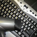 clean the keyboard with a hairdryer
