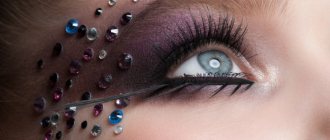 makeup with colorful crystals