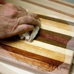 Oiling a wooden cutting board