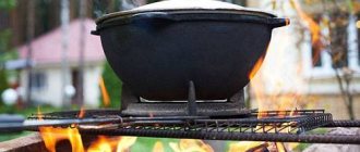 Calcination of a cast iron cauldron