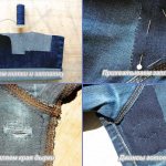 Installing a patch on jeans from the front side